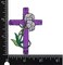 Purple Cross, White Lilies, Flowers, Embroidered, Iron on Patch